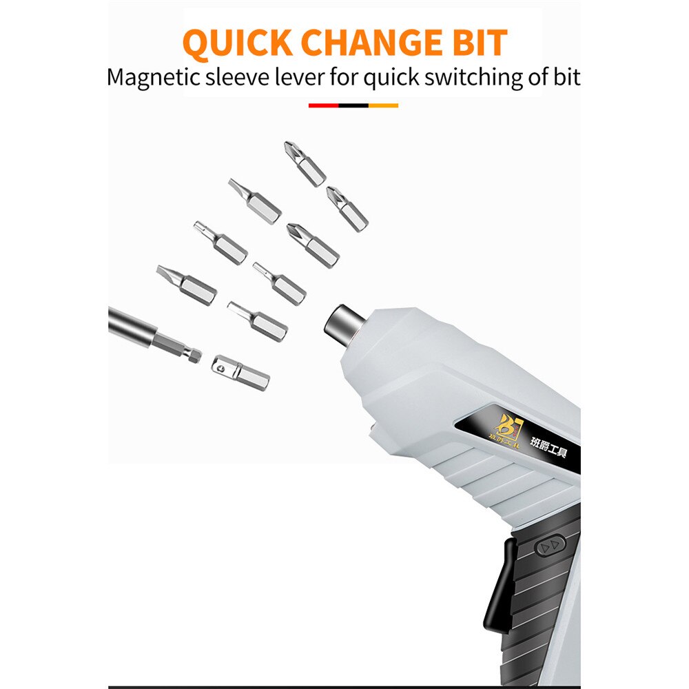 3.6V Cordless Mini Electric Screwdriver Shape-shifting Rechargeable Lithium Battery Two-way Switch Home DIY Set Power Tool Metal