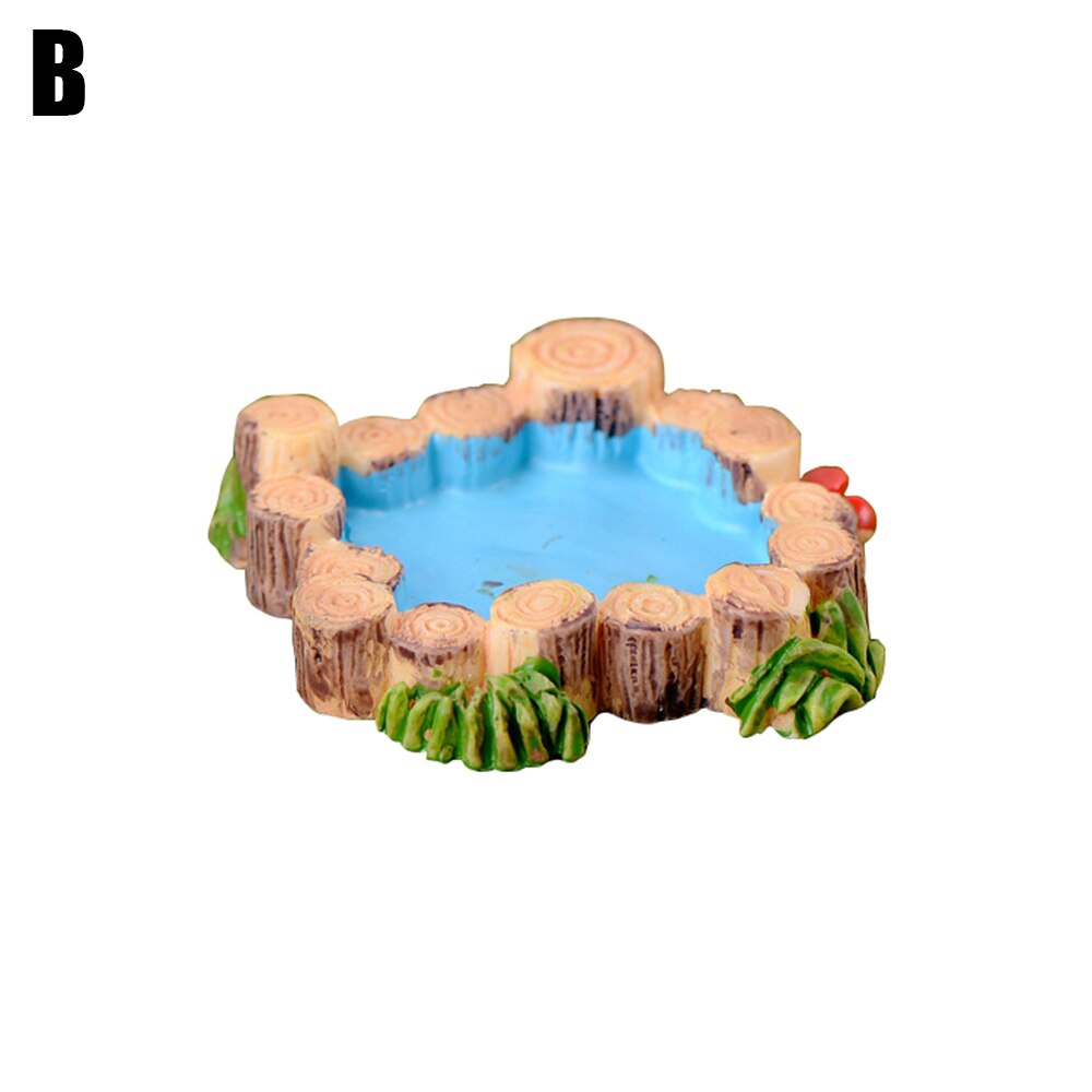 Diy miniatyr mini vattenpool fe trädgård gräsmatta prydnad för berg dockskåp heminredning hantverk: F