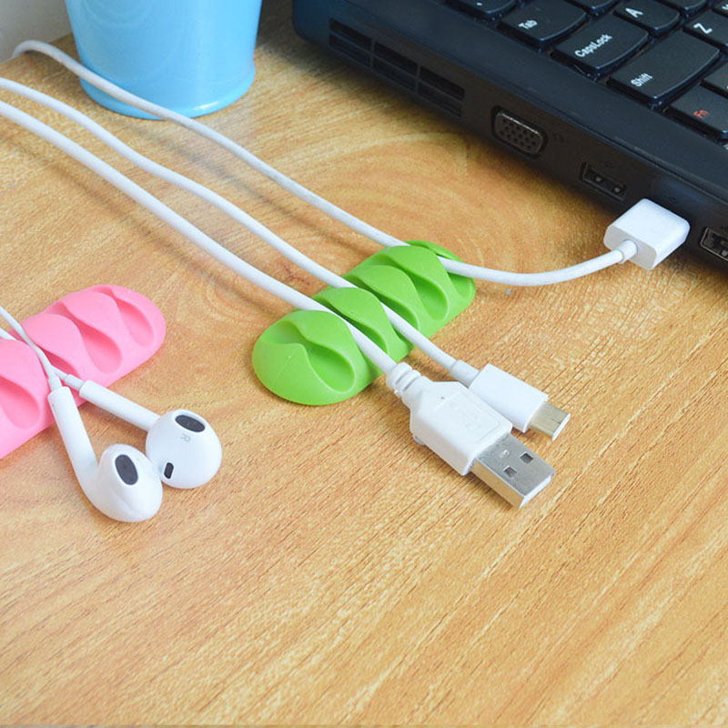 Self-adhesive Earphone Cable Clip Desktop USB Cord Wire Fixing Organizer Charger Line Sticky Clamp Wall-mounted Plug Placement