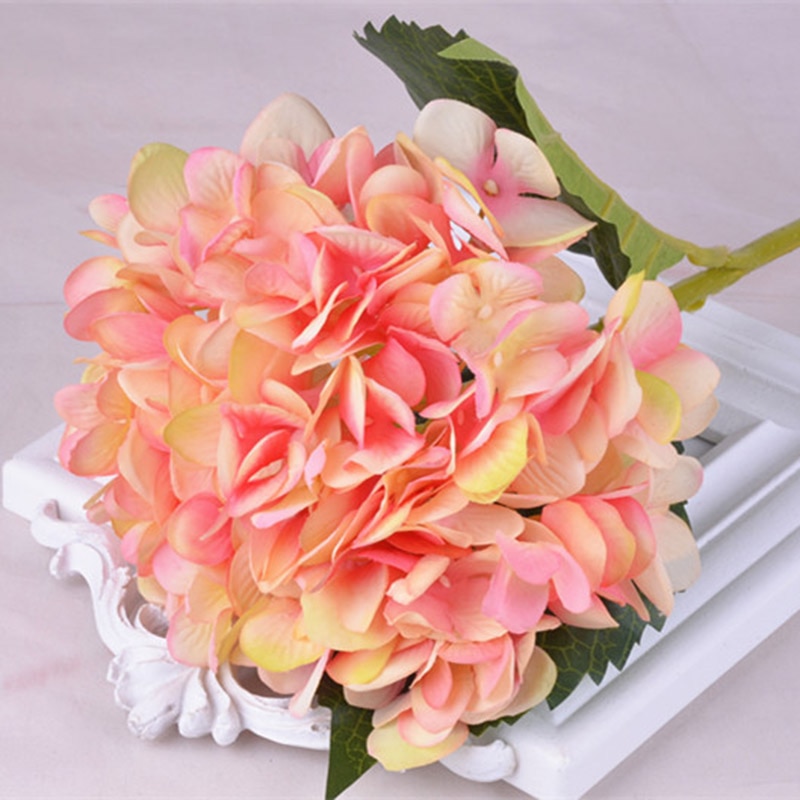 Kunstige hortensia blomster enkelt bryllup hortensia kunstige blomster silke blomst buer jul hjem dekorative blomster