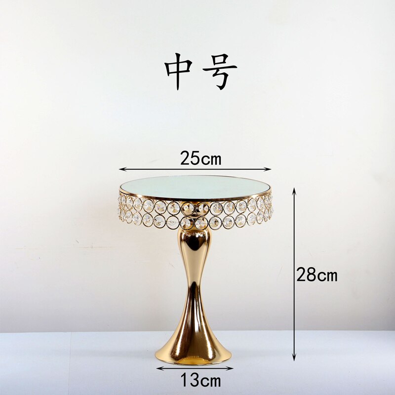 European Crystal Cake Stand Wedding Dessert Table Decoration Bakery Decoration Display Stand Birthday Party Cake Tray Decoration: Round shape-M