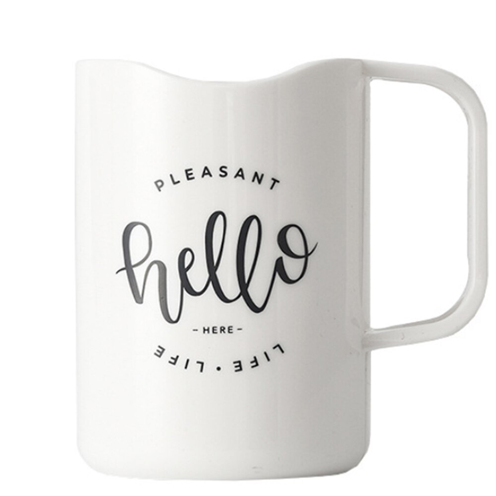 Plastic Brushing Cup Couple Toothbrush Cup with Handle for Bathroom Household PI669: white   Non