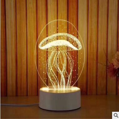 3d led -pöytävaloa meduusa pöllö yövalo abs+hartsi monivalaisin lasten makuuhuoneeseen: Meduusa