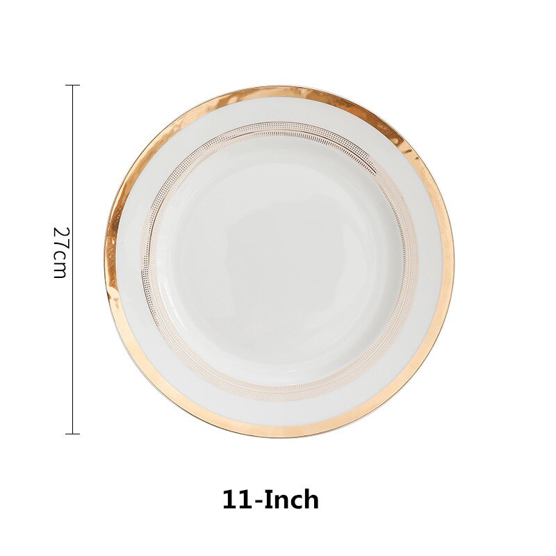 Gold Round Plate Set Ceramic Dinner Plates Brief N... Grandado