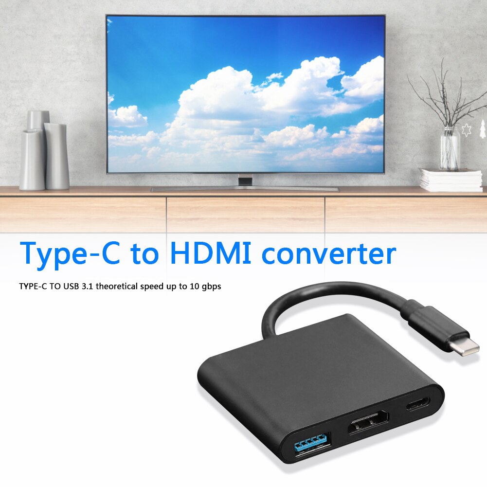 3 In 1 USB3.1 Converter USB-C Om USB3.0 + 4K Hdmi + Pd USB-C Adapter Voor Switch Hdmi 4K Hd Tv Aansluiting