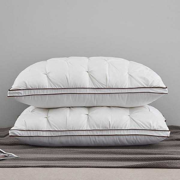 3D Brood Ganzendons Veren Kussen Natuurlijke Katoen Nek Guard Slapen Nekkussen Volwassen Home Hotel Gebruik Pluizige Kussen grote: white   1pcs / 48x74x21cm