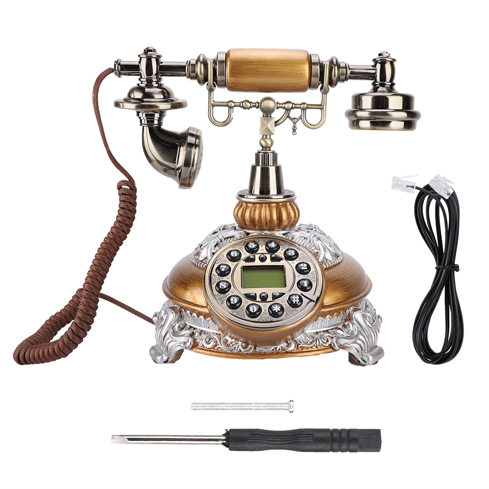 Retro Decorative Vintage Telephone Antique Telephone FSK/DTMF Rotary Dial Antique Landline Office Home Auto IP with Tool