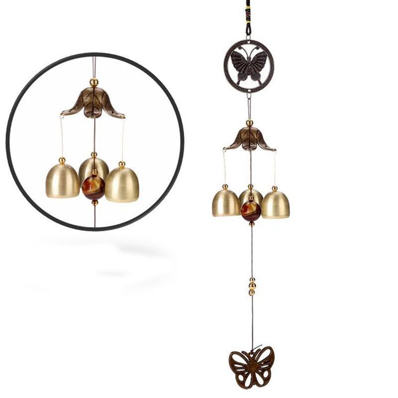 WINOMO Retro Copper Wind Chime Metal Aeolian Bells Butterfly Style for Patio Porch Garden Backyard