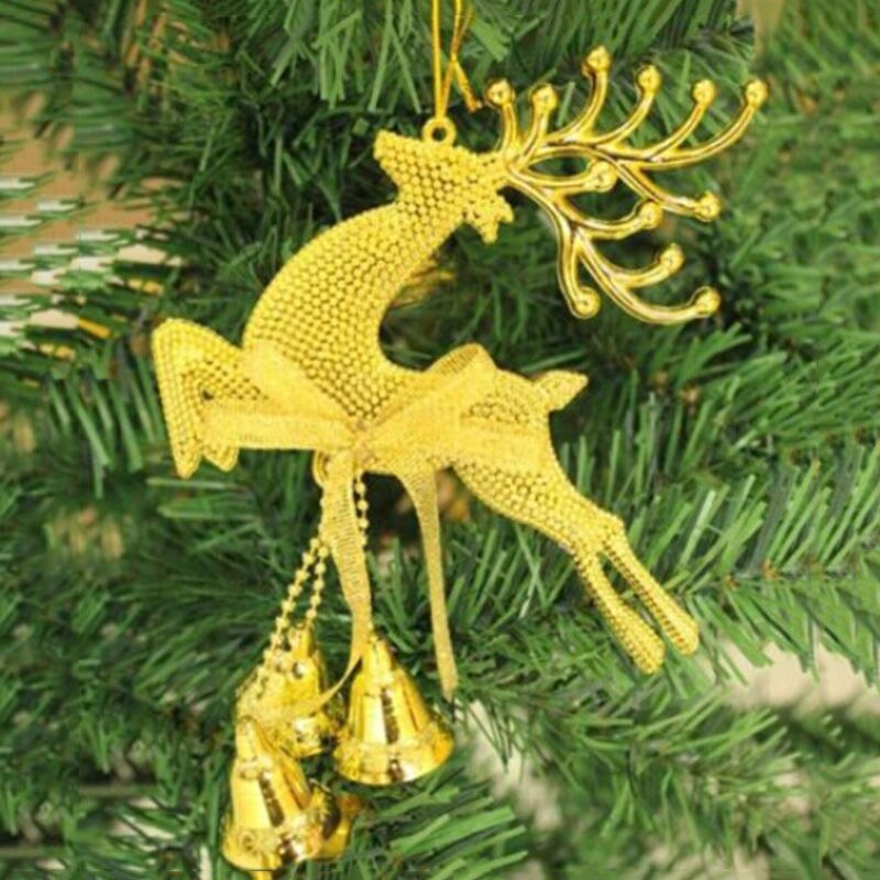 1Pc Gold Sliver Rendier Herten Bel Voor Xmas Tree Opknoping Kerstballen Ornamenten Festival Party Decoratie Kerstballen