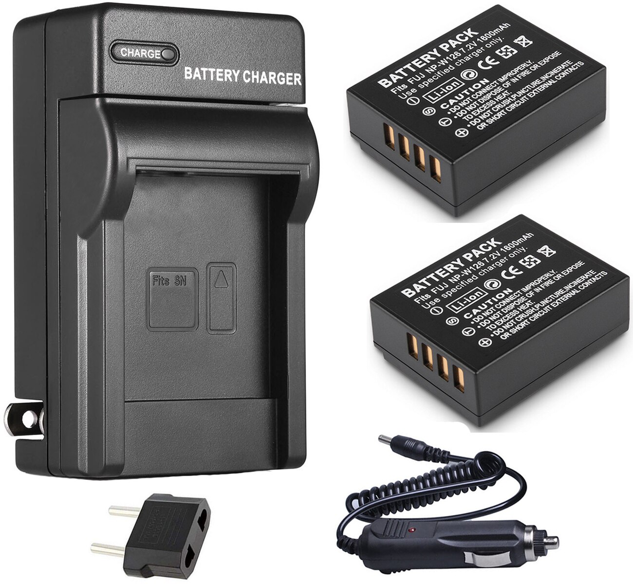 Batterie (paquet de 2) + LCD USB double chargeur pour Fujifilm NP-W126, NPW126, NP-W126S, NPW126S, NP-W Lithium-ion Rechargeable 126S: 2xB and Wall Charger