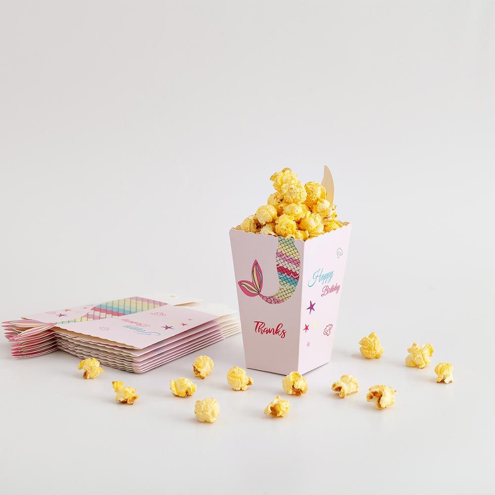 Mermaid Tail Candy Box Paper Candy Bags Popcorn Boxes Mermaid Theme Party Decorations Kids Birthday Baby Shower Party Supplies
