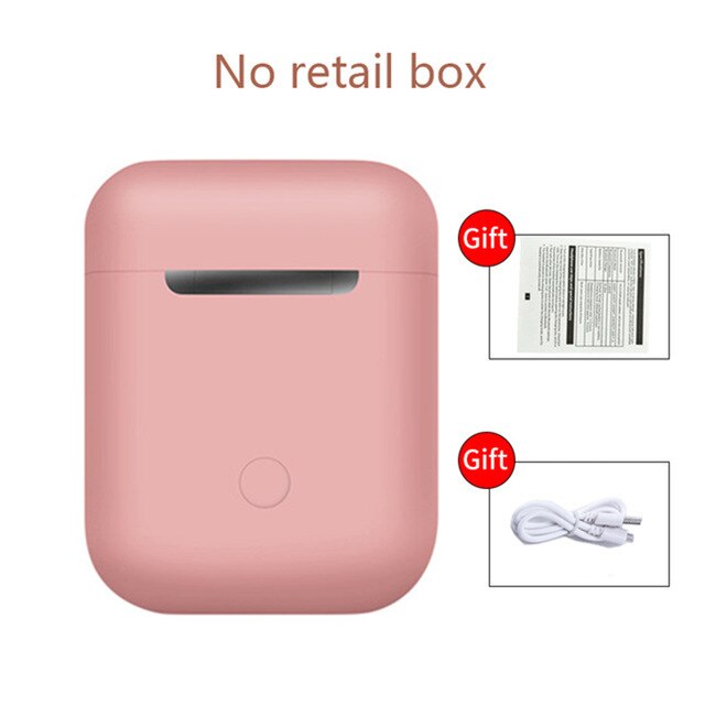 Original i12 TWS Bluetooth 5.0 Sport Earphone touch pop-up window HD Mic for iPhone Xiaomi Huawei Samsung Phone pk i9s i11 Tws: i12  pink