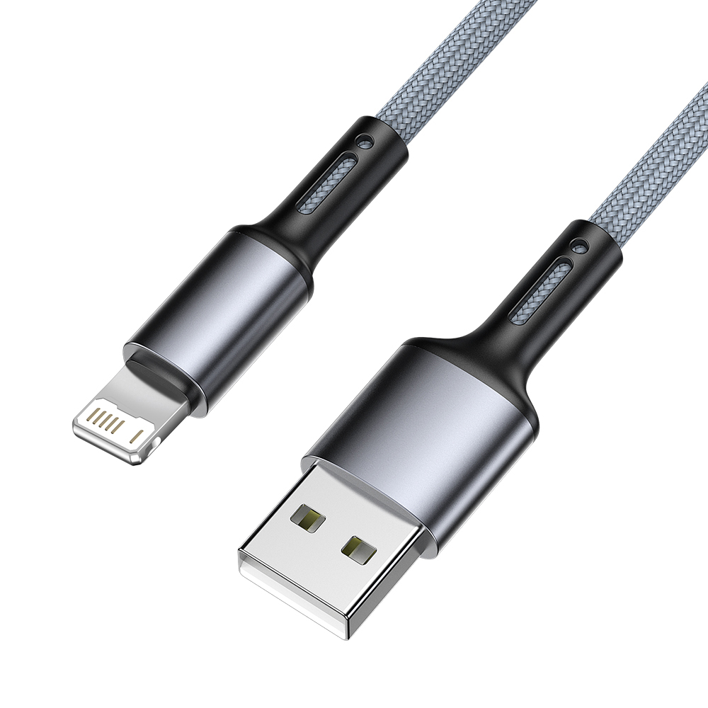 3a hurtigopladningsoplader usb-kabel til iphone 14 13 12 11 pro x xs max 5 6 s 7 8 plus apple ipad origin telefondatakabel ledning 2m 3m: Grå / 1m