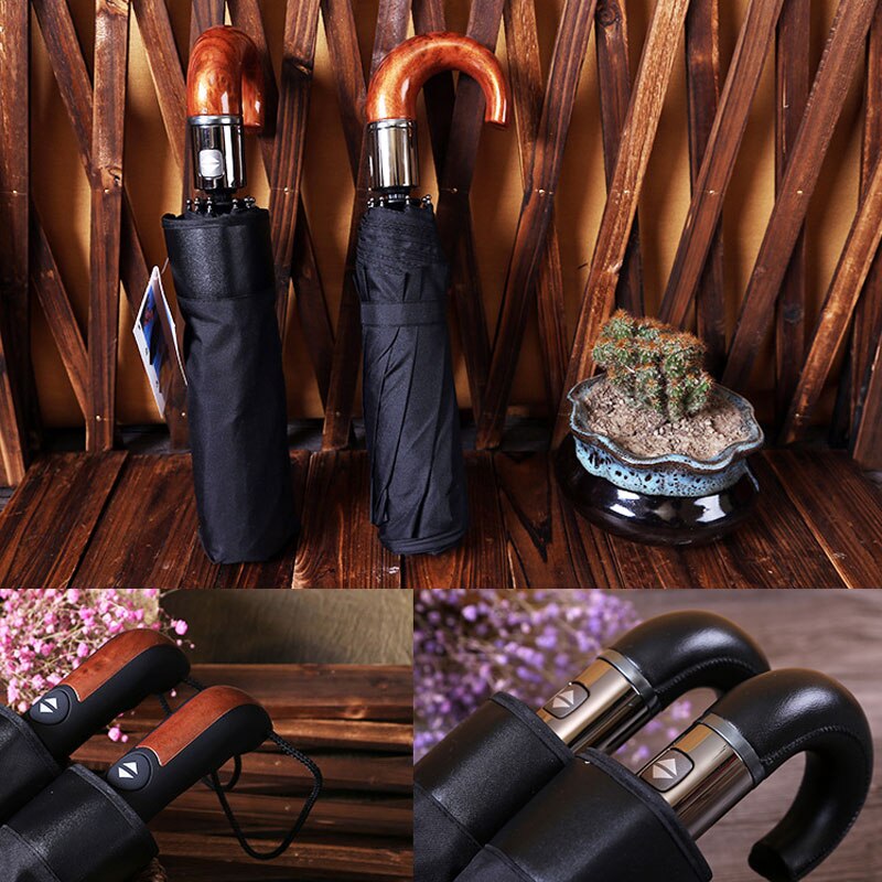 Parapluie classique de Style anglais pour hommes, automatique, 3 plis, 10 nervures, résistant, pour le travail, Parasol de