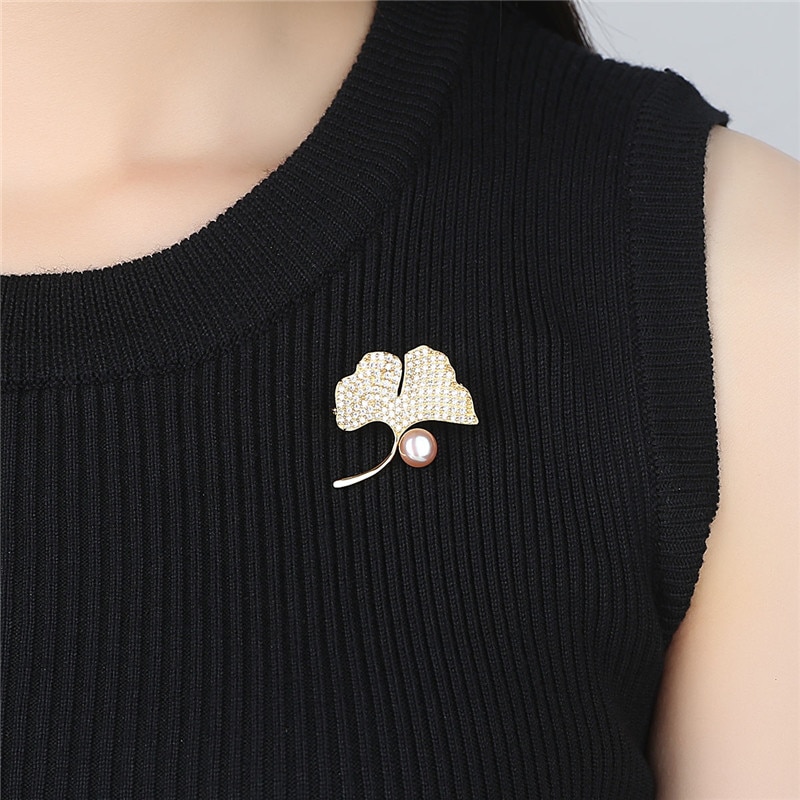 100% 925 Sterling Silver Ginkgo leaves Brooches for Women Wedding Banquet Brooches Jewelry Lapel Pin Bijoux