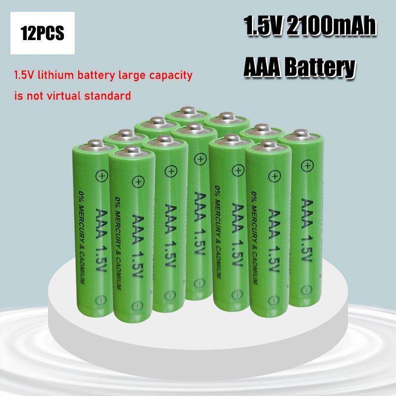 AAA Rechargeable Battery 1.5V 2100mah Alkaline Batteries for Remote Control Electronic toys LED light Shaver Radio: 12PCS