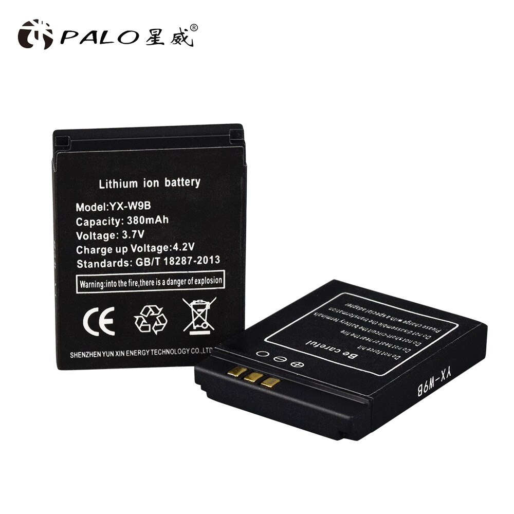 PALO – batterie lithium-ion polymère pour montre connectée DZ09, Rechargeable, Durable, LQ-S1, YX-W9B, 3.7V, 380mAh