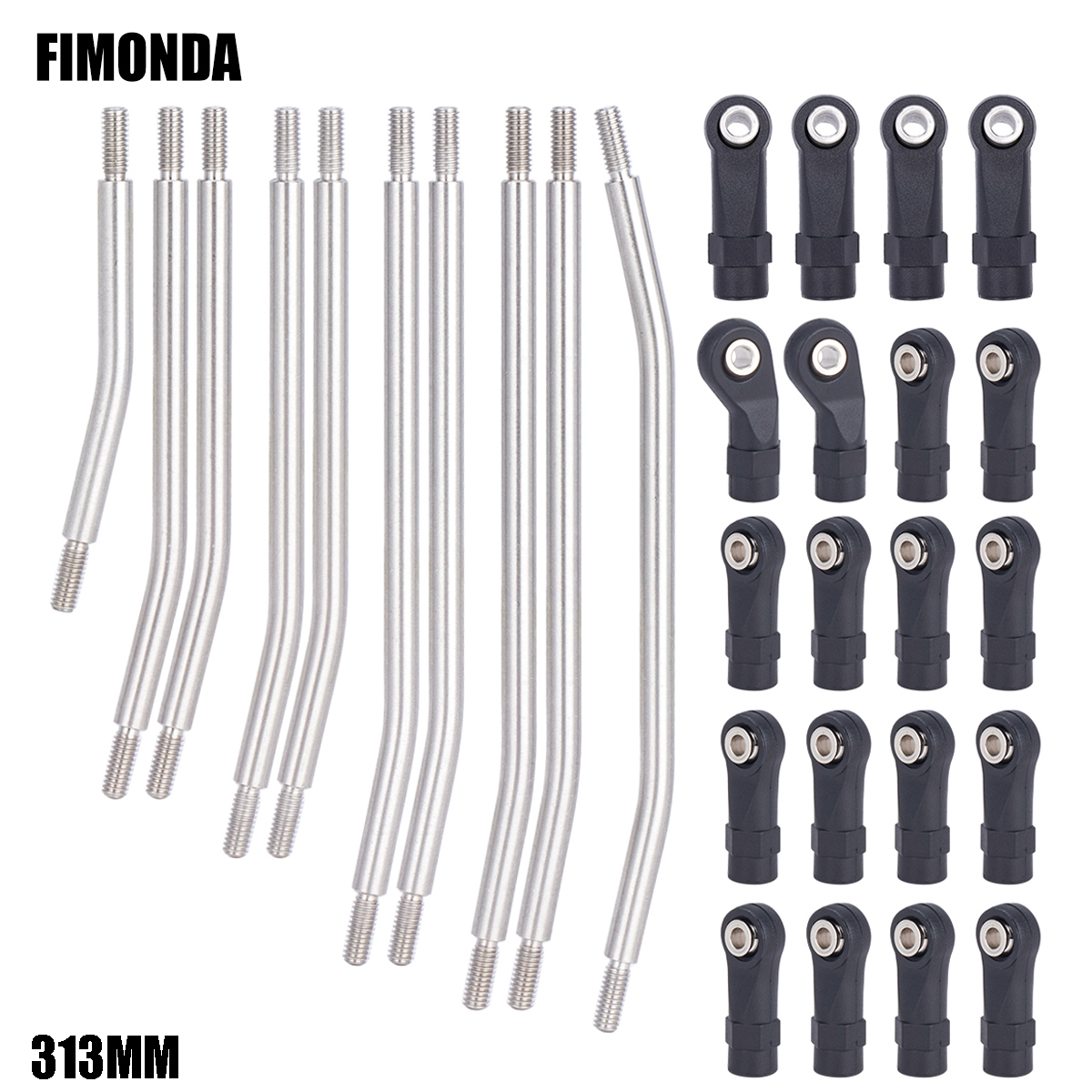 313/324mm Metalen RC Links Bovenste Onderste Linkage Chassis Link Set met Plastic Stangkoppen voor 1/10 AXIALE SCX10 II 90046 RC Crawler Auto