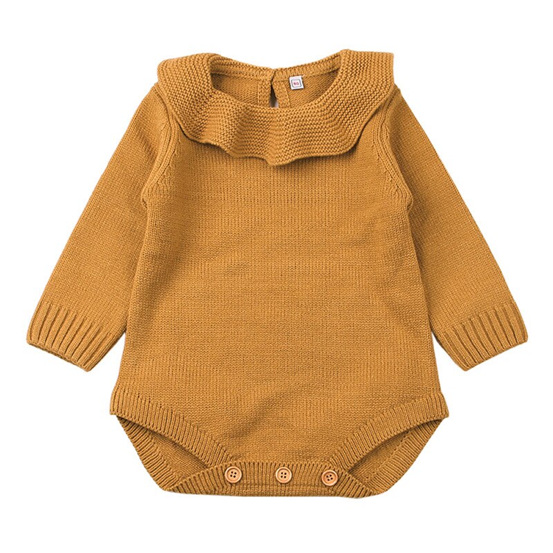 Efterår vinter baby sweater toddler nyfødte baby baby piger drenge afslappet tøj solid romper langærmet strikkede trøjer: Gul / 6m