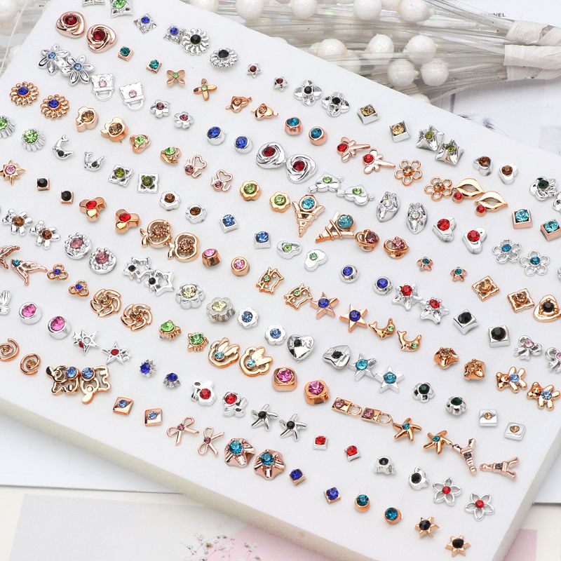 100 Pairs Assorted Styles Polymer Clay Hypoallergenic Stud Earrings Lot for Kids