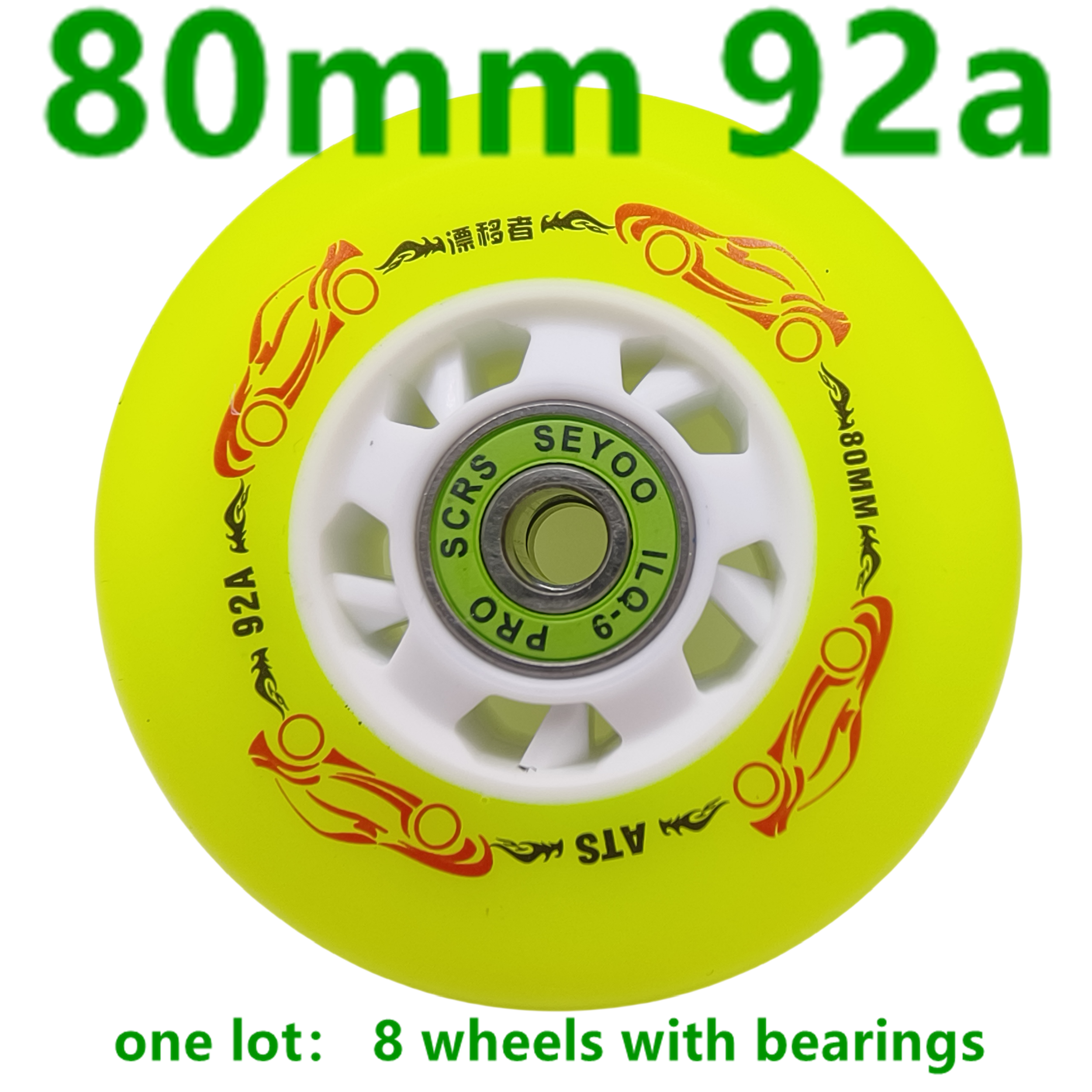 Rollrad Inline-Schlittschuh-Rad Schieberad Bremsrad 92a 72 76 80 mm Härte 92a 8 Räder/Los: orange