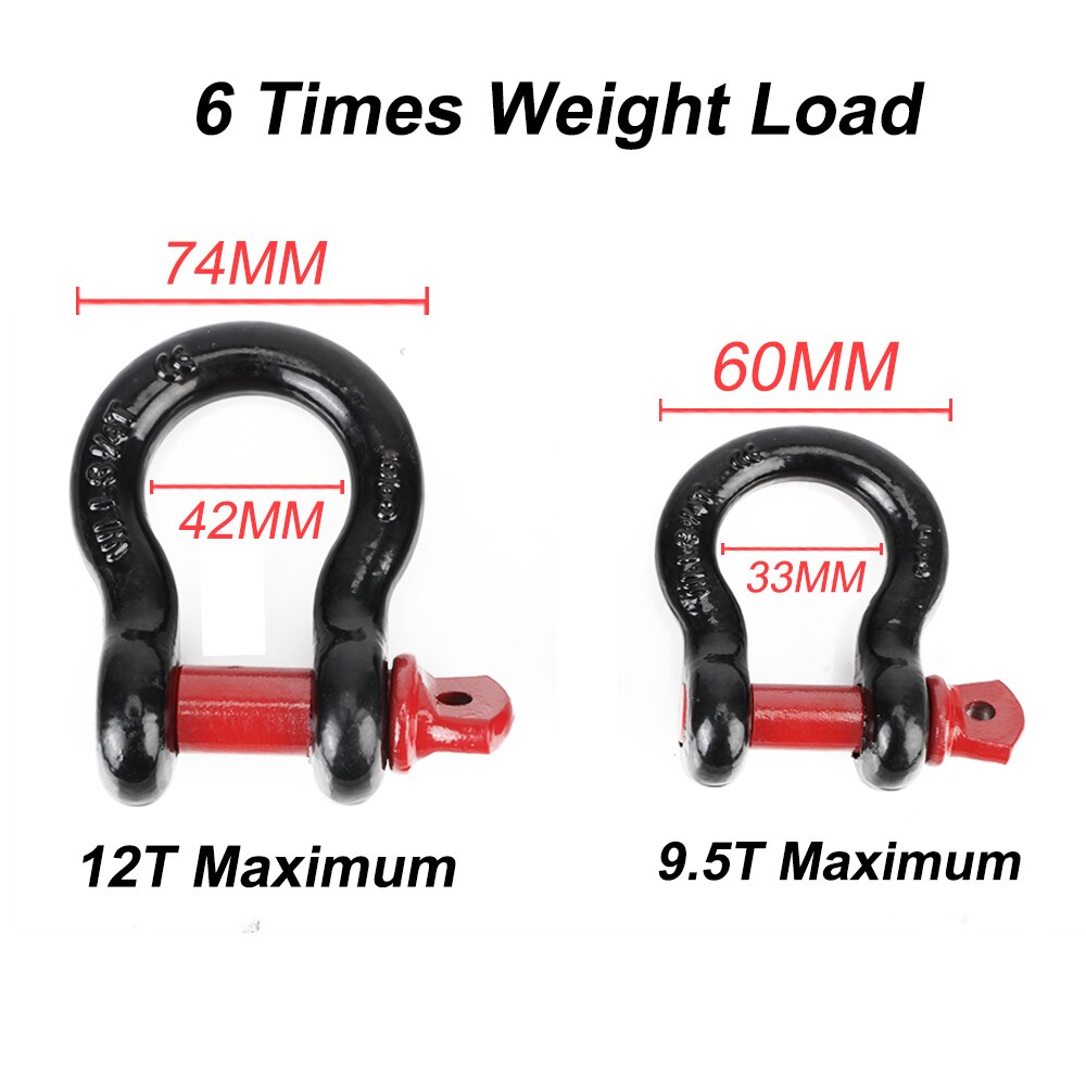 2pcs D Ring Shackle Vault Heavy Duty Tow Hook Towing Rope Buckles 12T 19.5T For Off Road Trailer Car Emergency Recovery