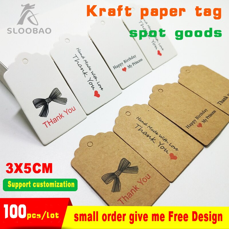 etiquetas hechas a mano boda marrón Kraft papel etiquetas DIY artesanía Bonbonniere Favor etiquetas 100pcs \ lot