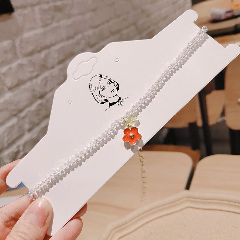Kpop colar feminino com miçangas, colar de miçangas e margaridas para mulheres, curto, de presente: 4