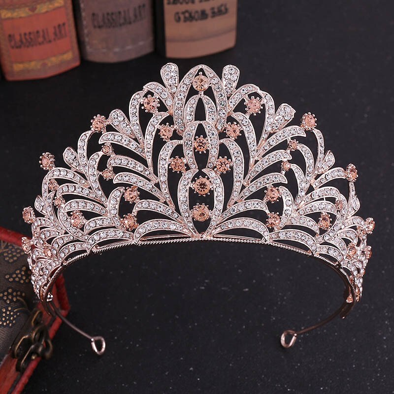 Tiaras barrocas de lujo para novia, cristal, Reina, Princesa, coronas grandes, diamantes de imitación, hojas, diadema nupcial, accesorios para el cabello de boda, Tiaras