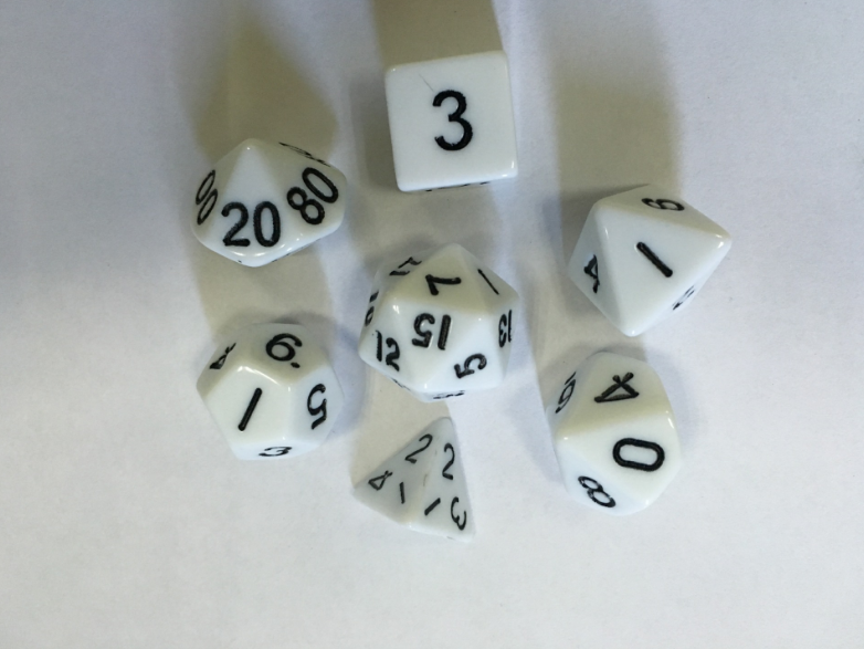 Juego de dados matemáticos para niños, juego de dados de TRPG, 7 unidades: White