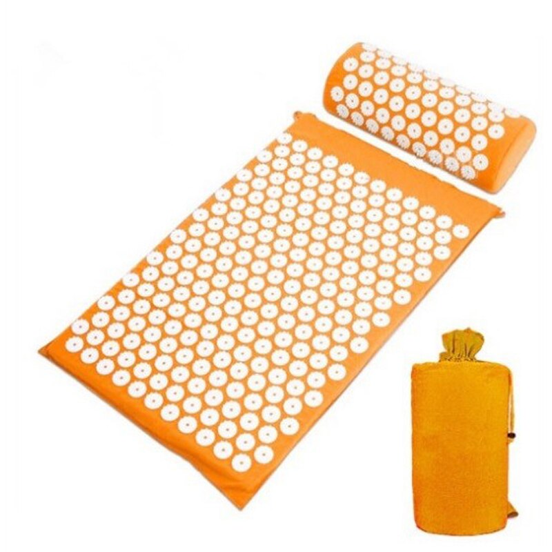 Massage mat Cushion Shakti Mat Acupressure Relieve Back Body Pain Spike Mat Acupuncture Massage Yoga Mat with Pillow 68*42cm: Blue