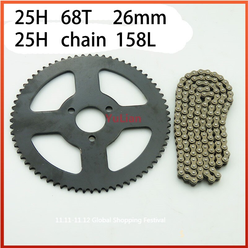 25H Koppeling Drum Gear 25H 68T 26Mm Tandwiel + 25H Chain 158 Links Voor 2 slag Minimoto Pocket Bike Atv Qua
