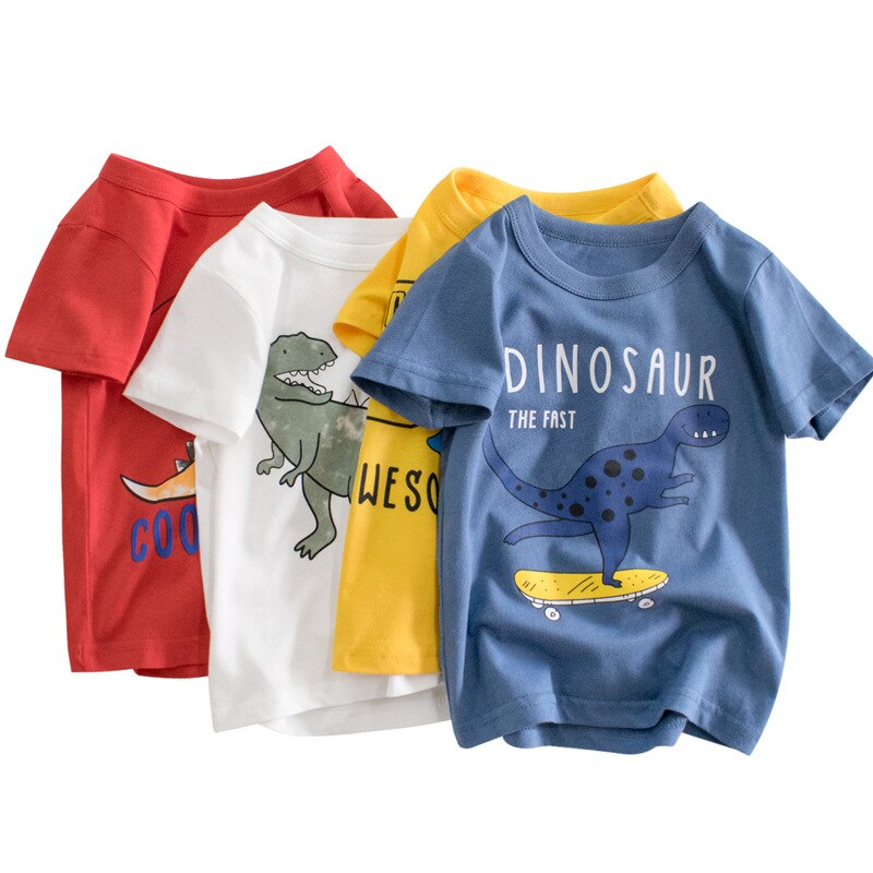 Baby Zomer T-shirt Cartoon Gedrukt Dinosaurus Tops Tees Kids Kinderen Casual Kleding Katoenen T-shirt Voor Meisjes Jongens