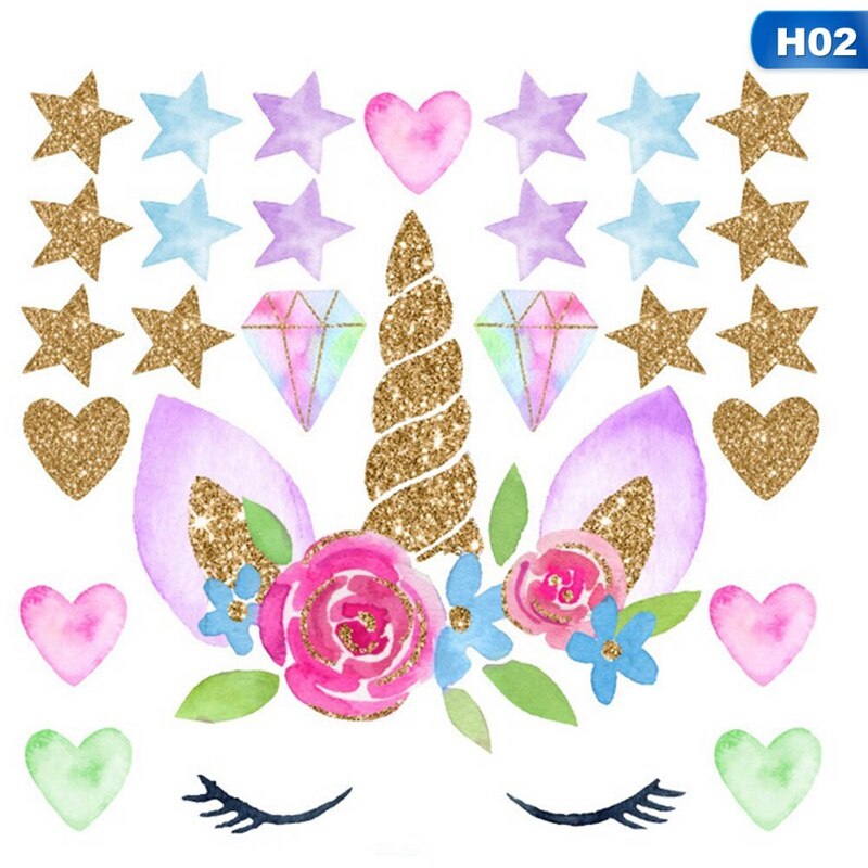 Kleurrijke Bloem Dier Eenhoorn Muursticker Art Decal Sticker Kinderkamer Nursery Wanddecoratie: 2