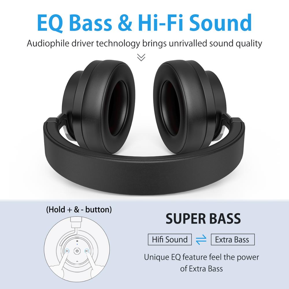 Picun P20-auriculares, inalámbricos por Bluetooth 5,0, auriculares estéreo con Monitor plegable con micrófono para DJ, soporta tarjeta TF