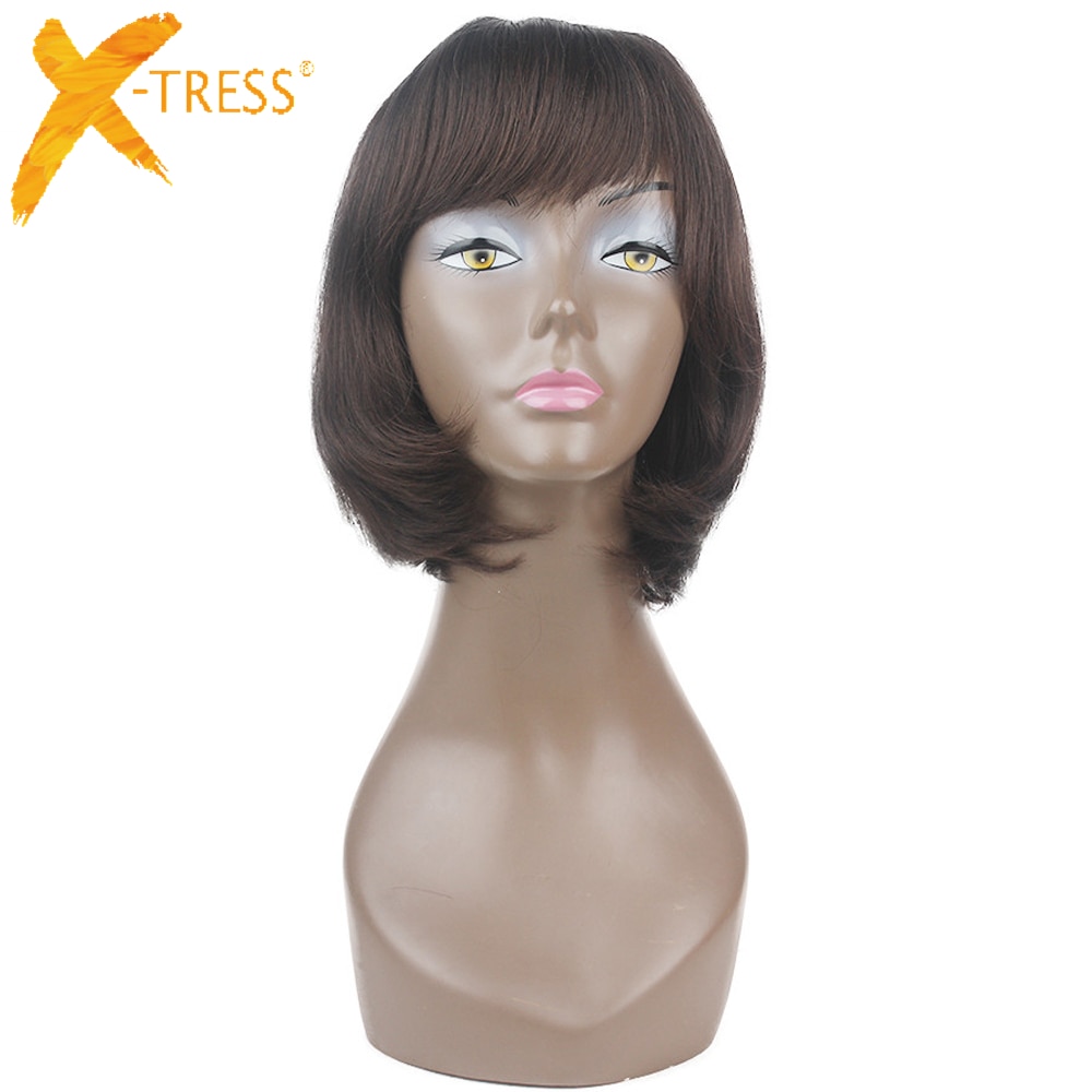 X-TRESS de alta temperatura fibra ombre peruca na moda para mulheres perucas de cabelo sintético bob curto com franja lateral longa