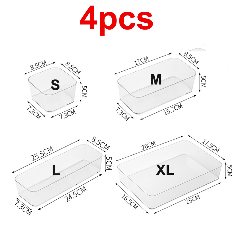 Cajones organizadores de cajones transparentes, caja de almacenamiento de plástico transparente, caja acrílica de escritorio, joyería, maquillaje, organizador de cosméticos, cajón: Negro