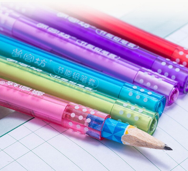 Extension Rod Pencil Head Cover Socket Connector Extender Cartoon Office 5 Colour Student HB Set Drawing Environmental Pen
