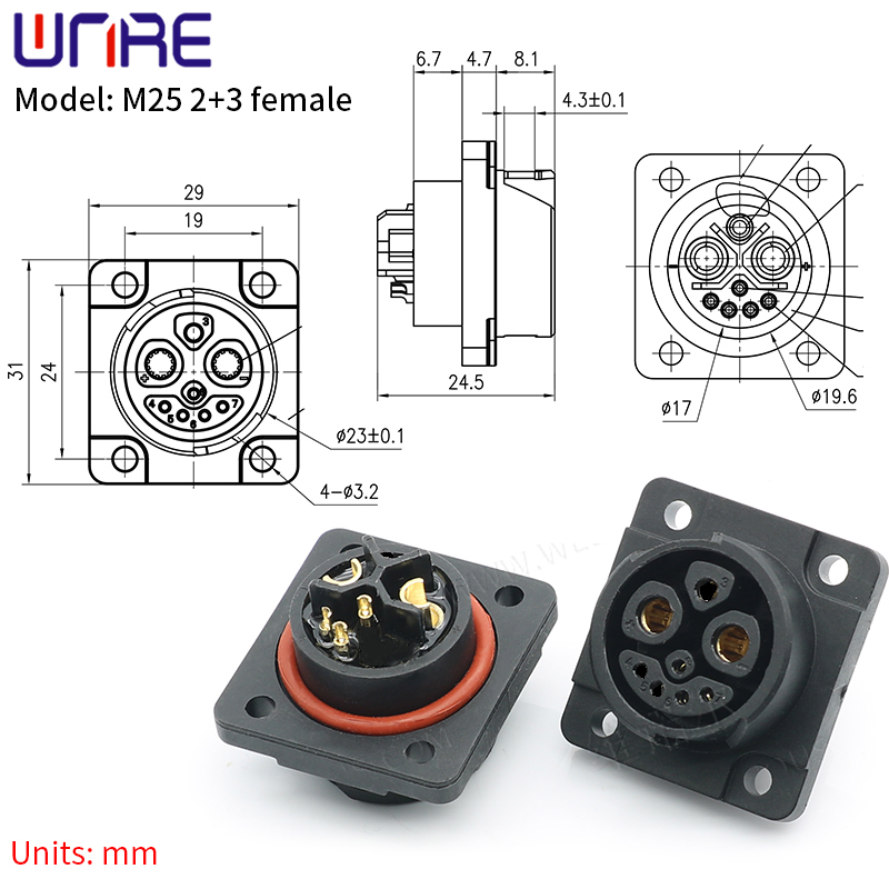 E-BIKE Battery Connector IP67 30-50A Charging Port M25 Plug With Cable Scooter Socket e Bike Plug Batteries: Blue
