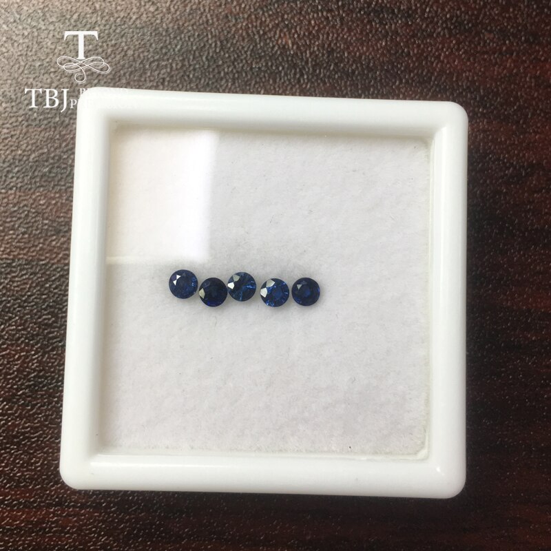 TBJ-saphir naturel rond bleu de 3mm ,5 pièces par lot, poids 0.9 carat, bijoux à bricoler soi-même.