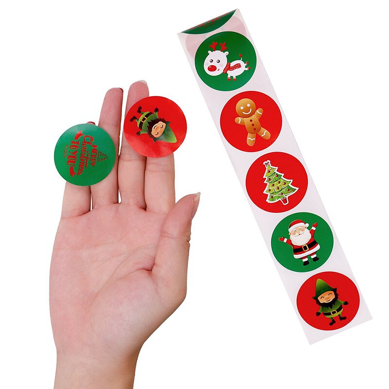 1 rol rond 13 ontwerpen vrolijke kerststickers bedankt stickers sluitlabels voor enveloppen kaarten verpakking scrapbooking