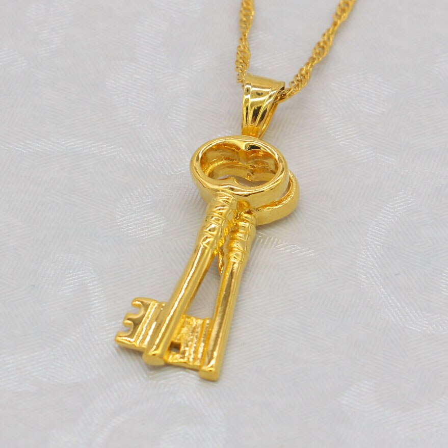 Light Weight Key Pendant Gold Color African/Nigeria Women/Girls Pendant Necklaces Party Accessories