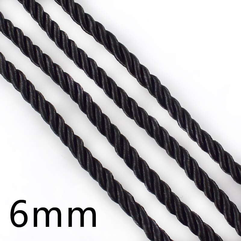 10m 4/5/6mm 3 Aktien Verdreht Baumwolle Nylon Schnüre DIY Handwerk Geflochtene Dekoration Seile Kordelzug Kasten Verpackung Gürtel Zubehör: 6mm Schwarz