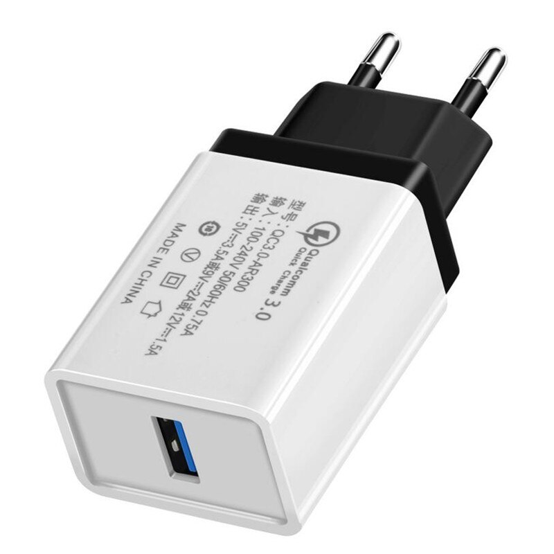 5V 3A Carica Rapida di CONTROLLO di qualità 3.0 USB STATI UNITI UE del Caricatore Universale Del Telefono Mobile caricatore della Parete del Caricatore Adattatore di Ricarica Veloce Per iPhone Samsung Xiaomi: US Plug / Black