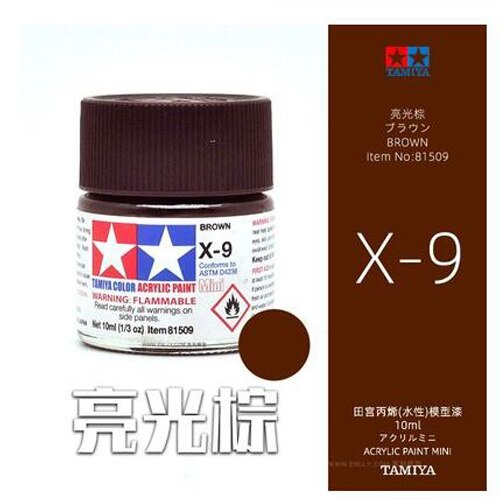 Tamiya 10ml Color Acrylic Paint(Mini's) 81501-81517 Bottles X-1 To X-17 Colors/Gloss: X9-81509