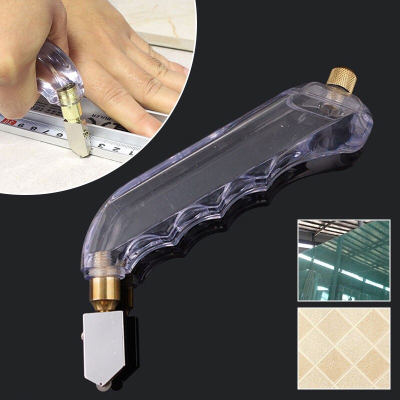 1PCS Upgrade Diamond Glass Cutter Alloy Glasses Cutter Large Wheel Oiling Roller Multifunctional Bent Handle Glass Cutter