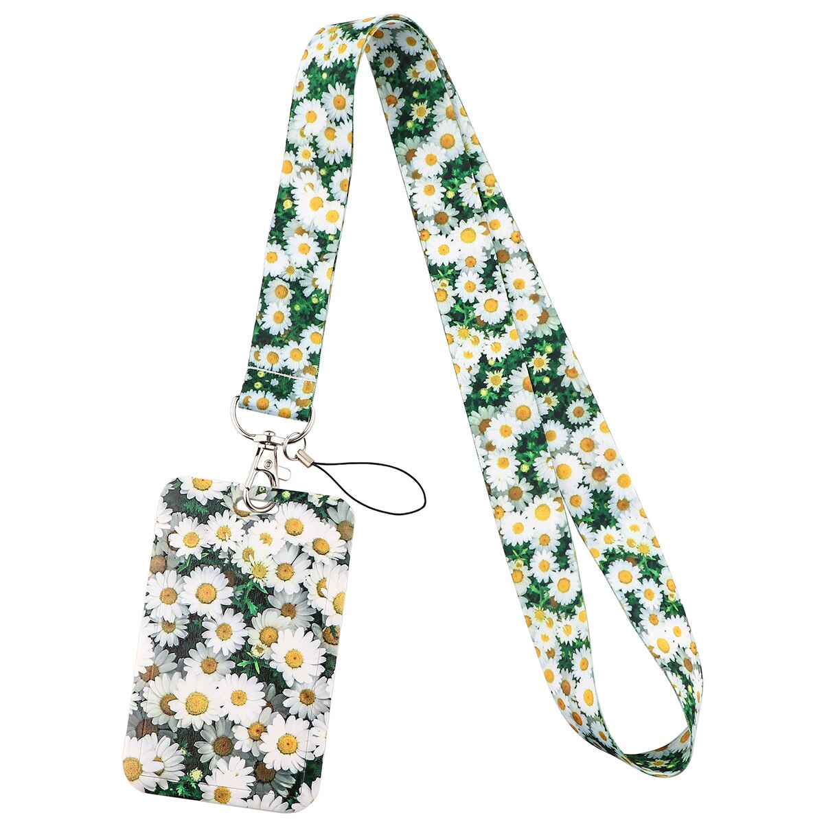 ER1823 Daisy Sunflower Lanyard Card ID Holder Car KeyChain ID Card Pass Gym Phone Badge Key Ring Holder Jewelry: 3