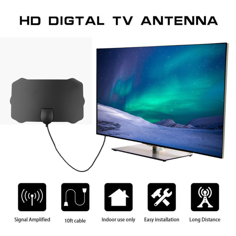 Indoor Digitale Tv Antenne Vierkante Shield Antenne 200 Mijl Bereik 4K Hdtv Digitale 1080P Tv Antenne Signaal Ontvanger booster