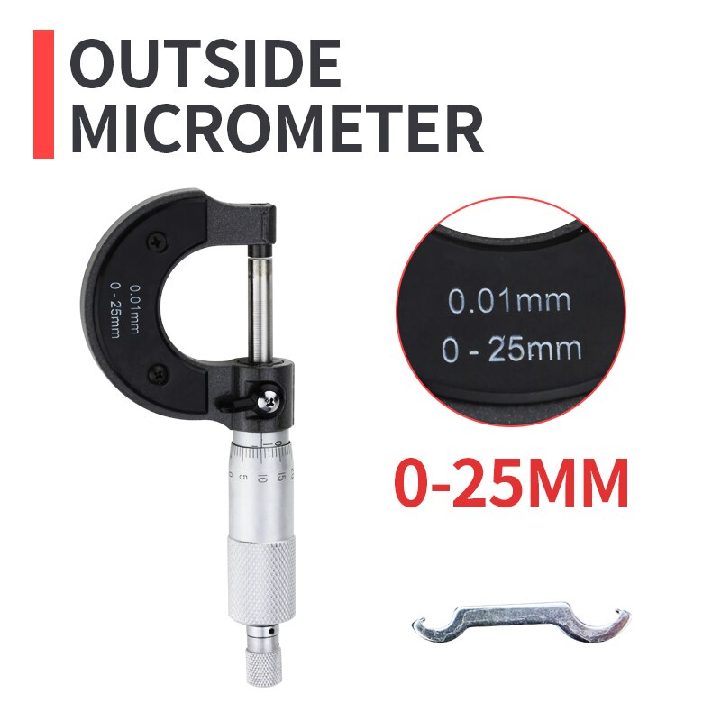 Outside Micrometer Internal Diameter Measuring Tool Cemented Carbide Gauge Metric Caliper Internal Diameter Gage Gauge Tools: 0-25mm Outside