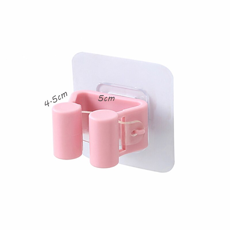 AIBODUO 5pcs Nordic solid color abs mop rack plastic no-punch bathroom hook light color broom hanger seat mop clip multifunction